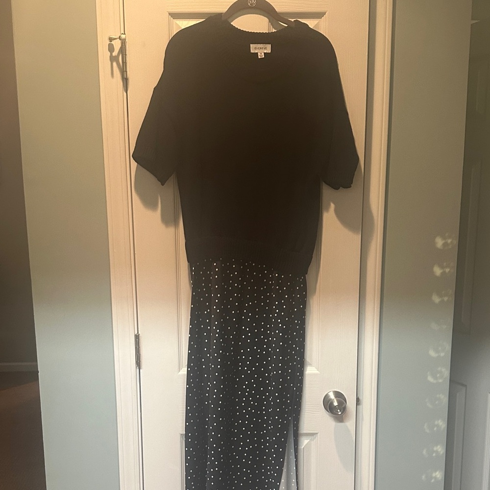 Black Knit and Polka Dot Dress